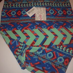 LuLaRoe Blue and Red Geometric Pencil Skirt